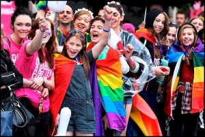 Supporting the Gay Pride Parade in Dublin City Centre. Pic Steve Humphreys 25th June 2016.